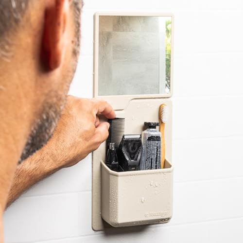 TOOLETRIES The James Organizer, Shower Storage Holder - Sand | Silicone shower storage with a reusable strong grip for toiletries and everyday bathroom essentials. - color: Sand