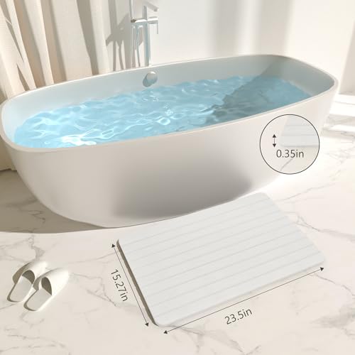 YEECOPON Stone Bath Mat Diatomaceous Earth Bath Mat Non-Slip Super Absorbent Bath Mats for Bathroom Quick Drying Diatomite Stone Shower Mat Large Natural Easy to Clean