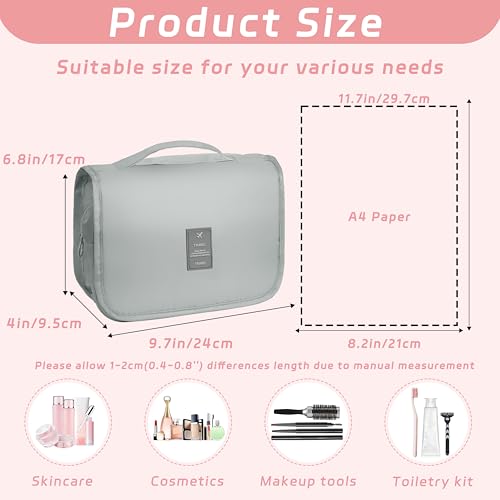 Toiletry Bag Travel Bag with Hanging Hook, Waterproof Capacity Hanging Multifunctional Makeup Bag for Toiletries, Portable Cosmetic Bag Travel Organizer for Women and Men(Light Grey) - color: A4-Light Grey