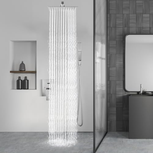 Aolemi Shower Faucet Set Rain Shower System with Handheld Spray Bathroom Shower Combo Rough-in Valve and Shower Trim Kit Included Polish Chrome 8 Inch Wall Mount Shower Head - color: Polish Chrome, size: 8 Inch Wall Mount Shower Head