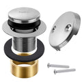 Brushed Nickel Bathtub Drain Tip-Toe Tub Trim Set with Two-Hole Overflow Faceplate Bathroom Tub Drains Replacement Conversion Tub Drain Kit Assembly with Universal Fine & Coarse Thread - color: Brushed Nickel