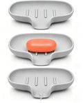 3 Pack Soap Bar Holder, AIMAIAIMAI Self Draining Soap Dish, Quick Drainage, Soap Dishes for Bathroom, Shower, Silicone Soap Tray for Kitchen, BPA-Free, Dishwasher Safe (Gray) - color: Grey