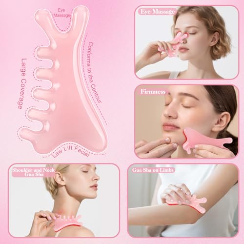 ProSuites 3Pcs Scalp Massage Tool for Head Massager Tool Pink Resin Gua Sha Comb for Relaxation Christmas,Stocking Stuffs - color: Pink