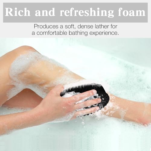 2 Pack Silicone Body Scrubber with Loofah Exfoliating Soft Body Shower Scrubber for Body, 2 in 1 Bath and Shampoo Wash Brush for Skin Exfoliation Men Women (Green&Black) - size: Green&Black