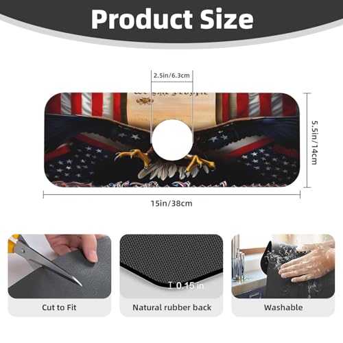Classic American Old Flag Kitchen sink faucet pad, strong water absorption, anti slip, easy to clean, very suitable for splash and drip prevention, suitable for kitchens and bathrooms - color: Classic American Old Flag We The People Eagle