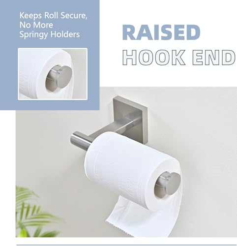 Toilet Paper Holder Wall Mount with 2 Towel Hooks, Brushed Nickel Bathroom Hardware Set, SUS304 Stainless Steel Toilet Paper Roll Holder and Robe Hook Set for Bathroom, RV, Kitchen - color: Brushed Nickel