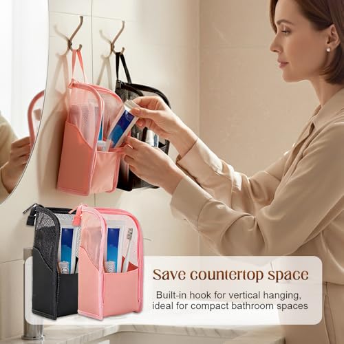 Standing Toiletry Bag, 2026 Upgraded Portable Lightweight Travel Toiletry Bag, Organizer Bag Cosmetic Zipper Pouch, Waterproof Dust-Free Stand-Up Small Toiletry Stationery Bag (Pink) - color: Pink