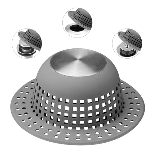 Aluvor Shower Drain Hair Catcher Bathtub Drain Cover Bathroom Sink & Bathtub Drain Protector for Pop-Up & Regular Drains | Bathroom Sink & Bathtub Drain Strainer for Pop-Up & Regular Drains - color: Drak Grey