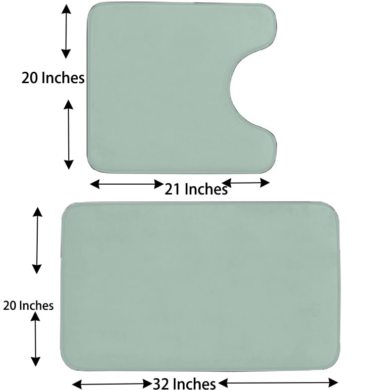 Madeals Memory Foam Bathroom Toilet Rug Set 4 Piece with Toilet Lid Cover and Tank Covers Teal Sage Green - color: Sage Green