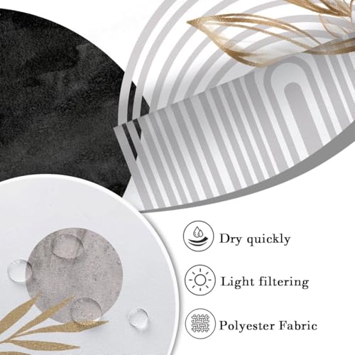 Black and Gold Shower Curtain Stall Small Half Single Mini Abstract Boho White Gray Grey Mid Century Modern Geometric Contemporary Fabric Cloth Bathroom Decor Set 36x72 inch Polyester 7 Hooks - color: Black, size: 36"W x 72"L (Pack of 1)