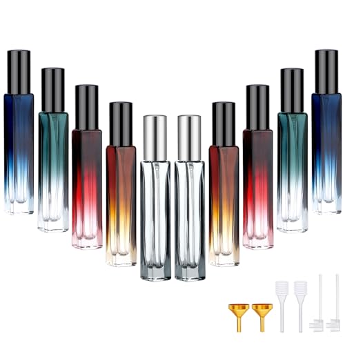 Segbeauty 10pcs Refillable Colorful Travel Perfume Bottle, 10ML Multi-color Empty Glass Atomizer, 0.34oz Portable Sprayer - color: Mixed, style: Bulk Mini Bottles