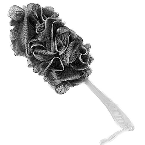 PPHAO - Black Loofah - Charcoal Loofah on a Stick - Back Bath Brush Long Handle - Back Loofah for Shower for Men and Women - Loofah Sponge - 1Pack - style: Black