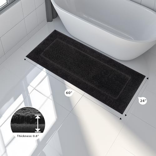 anllugs Bathroom Rugs 24" x 60", Non-Slip Extra Soft Absorbent Bath Rugs, Machine Washable Quick Dry Bath Mats for Bathroom Floor, Shower, Bathtub and Sink, Black - color: Black, size: 24" X 60"