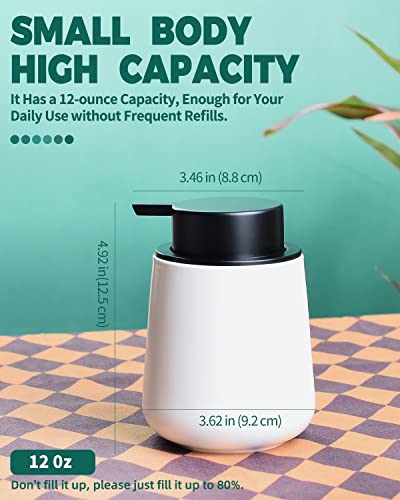 Bosilunlife Ceramic Foaming Soap Dispenser - 12Oz Bathroom Countertop Kitchen Dish Soap Pump Dispenser Foam Soap Dispenser - Matte White - color: Matte White