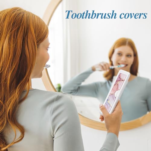 2 Pcs Toothbrush Travel Case - Colorful Pattern, Holder and Covers for Toothbrushes, Includes Tongue Scraper Case - color: 2PCS - 1, size: Small