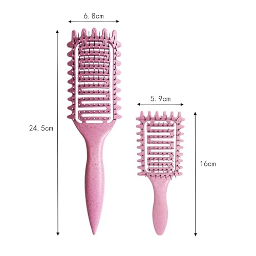 Curl Defining Brush for Curly Hair, Vented Detangling Hair Brush for Wet and Dry Styling, Curved Brush for Shaping and Smoothing Curl Clumps, Lightweight Hair Brush (2Pcs Purple) - color: 2Pcs Purple