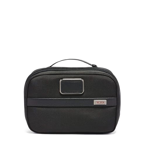 TUMI Alpha Split Travel Kit - Compact Toiletry Bag for Men & Women - Features Removable Leather Handle & 3 Zip Pockets - Black - color: Midnight Black