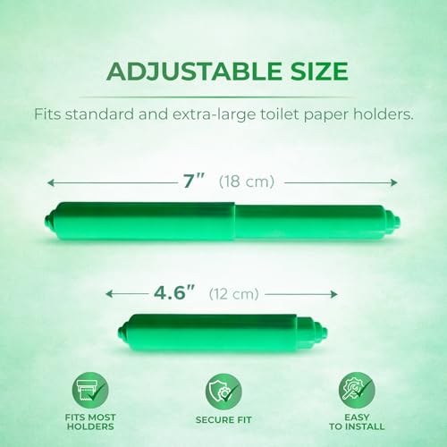Toilet Paper Holder Spring Rod | Toilet Paper Roller Replacement | Standard & 7 Inch Size Toilet Paper Holder Replacement Rod | Roll Extender fits Extra Large Bathroom Tissue Rolls (Green) - color: Green