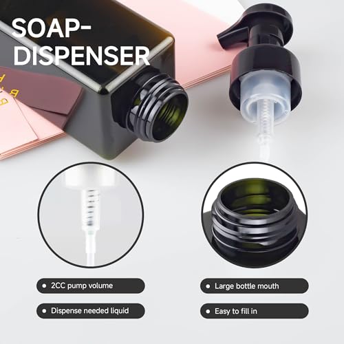 15OZ Foaming Soap Dispenser, 2-Pack Plastic Hand Soap Dispenser, Refillable Leakproof Foam Pump Bottle with Waterproof Labels, for Shampoo, Body Wash - color: Green, size: 450ML