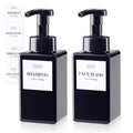 15OZ Foaming Soap Dispenser, 2-Pack Plastic Hand Soap Dispenser, Refillable Leakproof Foam Pump Bottle with Waterproof Labels, for Shampoo, Body Wash - color: Black, size: 450ML