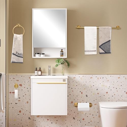 Brushed Gold Toilet Paper Holder Set, Stainless Steel Towel Ring, Double Post Pivoting Toilet Paper Holder and Hand Towel Holder Set for Bathroom - color: Brushed Gold