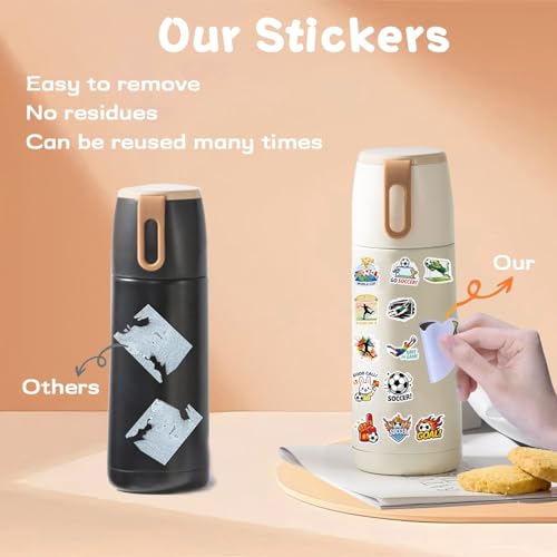 100 Pcs World Cup Football Soccer Stickers Soccer Sports Sticker Set for Adults Men Vinyl Waterproof Stickers for Water Bottles Laptops Bike Car Motorcycle Skateboard - style: Soccer02