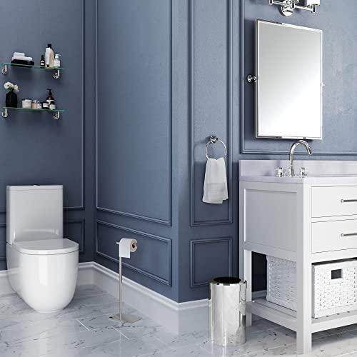Gatco 1431C Modern Rectangle Base Freestanding Toilet Paper Holder, 21.25" Chrome with Weighted Base - color: Chrome, 21.25"h