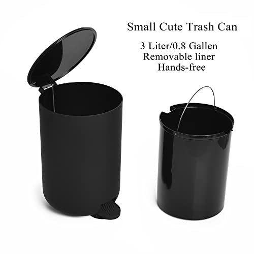 GAHEFY Black Bathroom Accessories Set with Small Trash Can 3 Liter/0.8 Gallon,Toothbrush Holder,Soap Dispenser,Vanity Tray,Toilet Brush and Holder Black 5pcs - style: Black 5 pcs