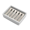 TOPSKY Ceramic Soap Dish Holder Stainless Steel for Bathroom, Double Layer, Self-draining Soap Tray, Say No to Mushy Soap, Easy Cleaning. (White)