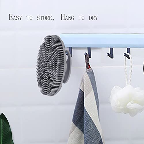 INNERNEED Food-Grade Soft Silicone Body Scrubber Shower Brush Handheld Cleansing Skin Brush, Gentle Exfoliating and Lather Well (Gray) - color: Gray
