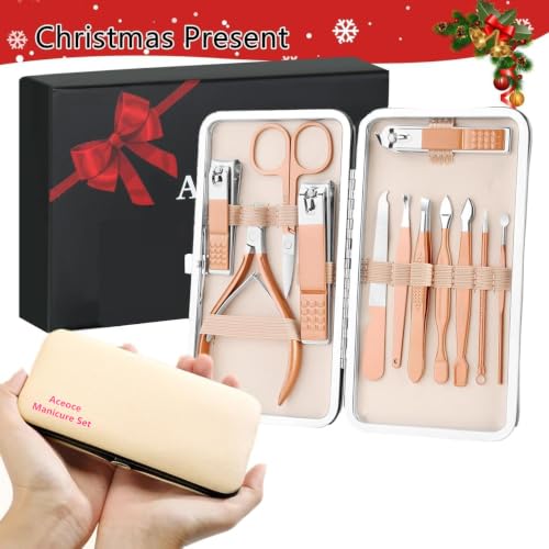Aceoce Professional Manicure Set Pedicure Kit Nail Clippers Set Nail Kit | Stainless Steel Nail Clippers Cuticle Trimmer Grooming Travel Manicure Pedicure Tools for Women Personal Care Tools Gifts - size: 12 Piece Set