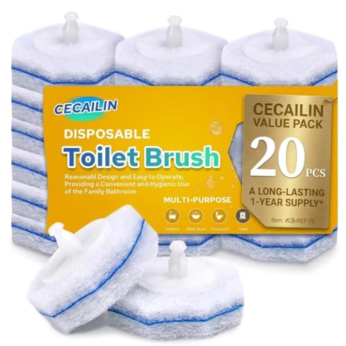 20pcs Disposable Toilet Brush Refills, Toilet Bowl Cleaner Refill Pads, Compatible with Most Toilet Cleaning Wands, Replacement Scrubber Heads for Deep Bathroom Cleaning, 20 Count - size: 20 Count (Pack of 1)