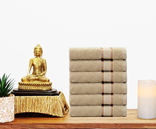 COTTON CRAFT Ultra Soft Hand Towels - 6 Pack - 16x28-100% Cotton Face Towel Set - Absorbent Quick Dry Everyday Luxury Hotel Bathroom Kitchen Spa Gym Shower Pool Camp Travel Picnic - 580 GSM - Linen - color: Linen, size: 6 Pack Hand Towels