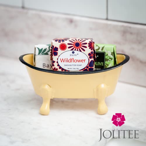 Rustic Enamel 1 Piece 5.5" Metal Clawfoot Mini Bathtub Soap Dish Mini Bath Tub Decoration Clawfoot Tub Soap Caddy Lemon - color: Lemon