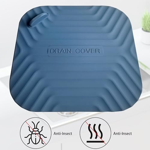 Shower Drain Cover Tub Stopper,2 Pieces Sewer Anti-Odor Mat Deodorizing Drain Plugs for Kitchen,Bathroom and Laundry(5.9x5.9 inch) Blue - color: Blue/2-piece Set
