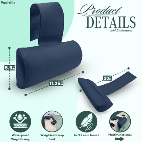 Poolzilla Universal Blue Spa Pillow, Made of Soft Foam for Outdoor Hot Tubs and Chaise lounges - Adjustable Headrest and Weighted that Fits Any Spa - size: 1 Pack, style: Blue