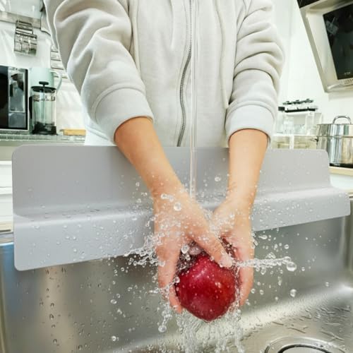 Sink Splash Guard for Kitchen, Splatter Screen & Silicone Water Guard with High Wall, Sink Edge Protector and Backsplash Guard, Easy to Install and Clean for Faucet and Countertop Area (Gray, 23") - color: Gray, size: 23"