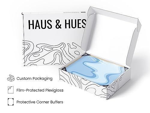 HAUS AND HUES Blue Wall Art with Frame - Set of 3 Watercolor Painting Art, Contemporary Modern Abstract Decor (Beige Frame, 12x16) - color: Color Drip, size: 12"L x 16"W, style: Beige Framed