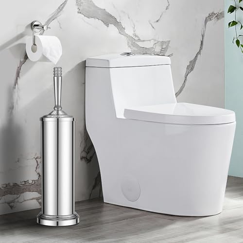 Chrome Toilet Brush and Holder Set, Stainless Steel Toilet Brush for Bathroom,Heavy Duty Toilet Bowl Brush and Holder,Deep Cleaning Modern Toilet Cleaner Brush -Space Saving, Covered Brush - color: Chrome
