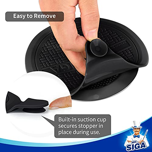 MR.SIGA Silicone Bathtub Stopper, Drain Stopper for Shower, Sink, 5.1" Diameter, Black, 3 Pack - color: Black
