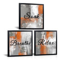 Derkymo 3 Pieces Bathroom Picture Wall Decor Breathe Relax Soak Sign Wall Art Framed Ready to Hang 12"x12"x3pcs