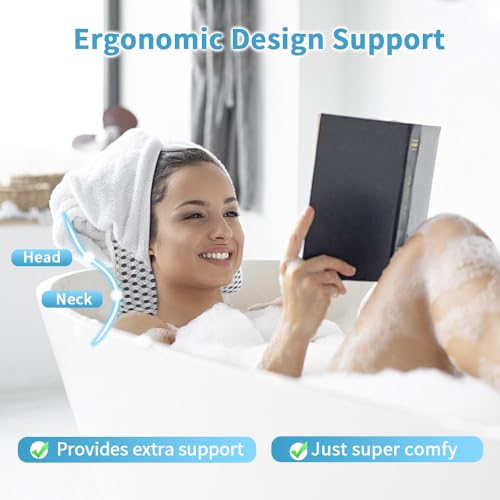 Luxury Bath Pillows for Tub, Slip Resistant Waterproof Bath Pillows for Tub Neck and Back Support with 2 Strong Suction Cups, Relaxing Spa Essentials - color: Grey3
