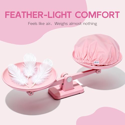 Years Calm Shower Cap for Women Waterproof Reusable – 27g Ultra Lightweight Double-Layer Shower Bonnet, Secure Fit for Long, Curly Hair, Travel & Spa (Pink) - color: Pink