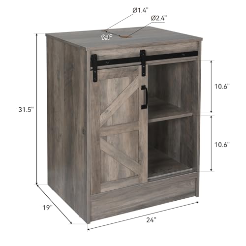 24" Farmhouse Bathroom Vanity with Sink, Bathroom Storage Cabinet with Sliding Barn Doors & Metal Handle, Freestanding Vanity with Black and White Ceramic Boat Sink Combo Set - color: Black and White Ceramic Boat Sink, size: 24"