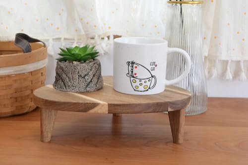 Acacia Wood Corner Pedestal Stand Triangle Decorative Farmhouse Wood Riser for Display Wooden Stand Soap Tray Candle Plant Holder Kitchen Bathroom Coffee Bar Counter Organizer