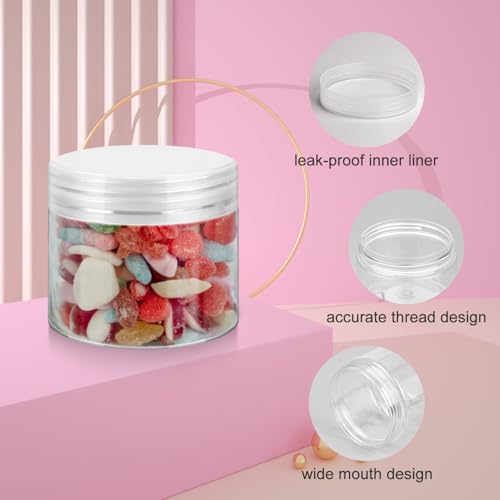 Loretoy 36 Pack 6 OZ Household Plastic Jars with Lids, BPA Free, Reusable, Refillable Transparent Cosmetic Containers for Bath Salts, Cosmetics, Powders, Beauty Product and Small Accessories, White - color: White, size: 6 Ounce