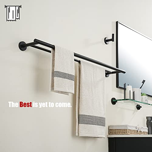 JQK Double Bath Towel Bar, Matte Black 30 Inch 304 Stainless Steel Thicken 0.8mm Towel Rack for Bathroom, Towel Holder Wall Mount, Useable Length 27 Inch, TB100L27-PB - color: Matte Black, size: 30 Inch