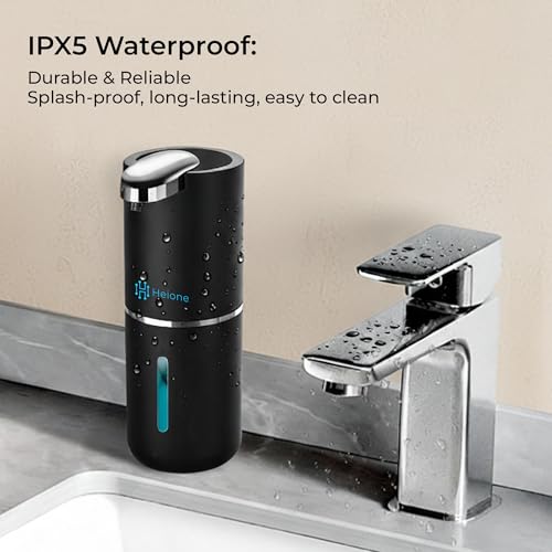 Automatic Foaming Soap Dispenser, Black | IPX5 Waterproof 12.8oz / 380mL Capacity 4 Adjustable Foam Levels USB-C Rechargeable Long-Lasting Battery - color: Black (Foamy)