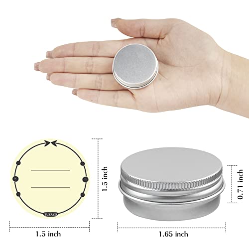 TUZAZO 24Pack 1/2 Oz Aluminum Tin Cans with Screw Lid and Labels, Refillable Travel Sized Cosmetic Containers Small Tins for Lip Balms, Salves, Lotion Bars, Candles - size: 0.5oz*24