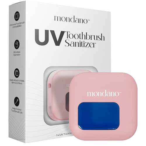 Mondano UV-C Toothbrush Sanitizer and Holder, Toothbrush Case - Manual/Electric Toothbrush Cover for Any Toothbrush Head - Rechargeable Toothbrush Travel Case, Tooth Brush Cover Cap for Home - color: Pastel Pink